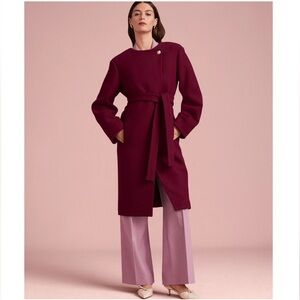 NEW Ann Taylor Stylish Classy Wool Winter Coat | Balloon Sleeves, Waist Tie